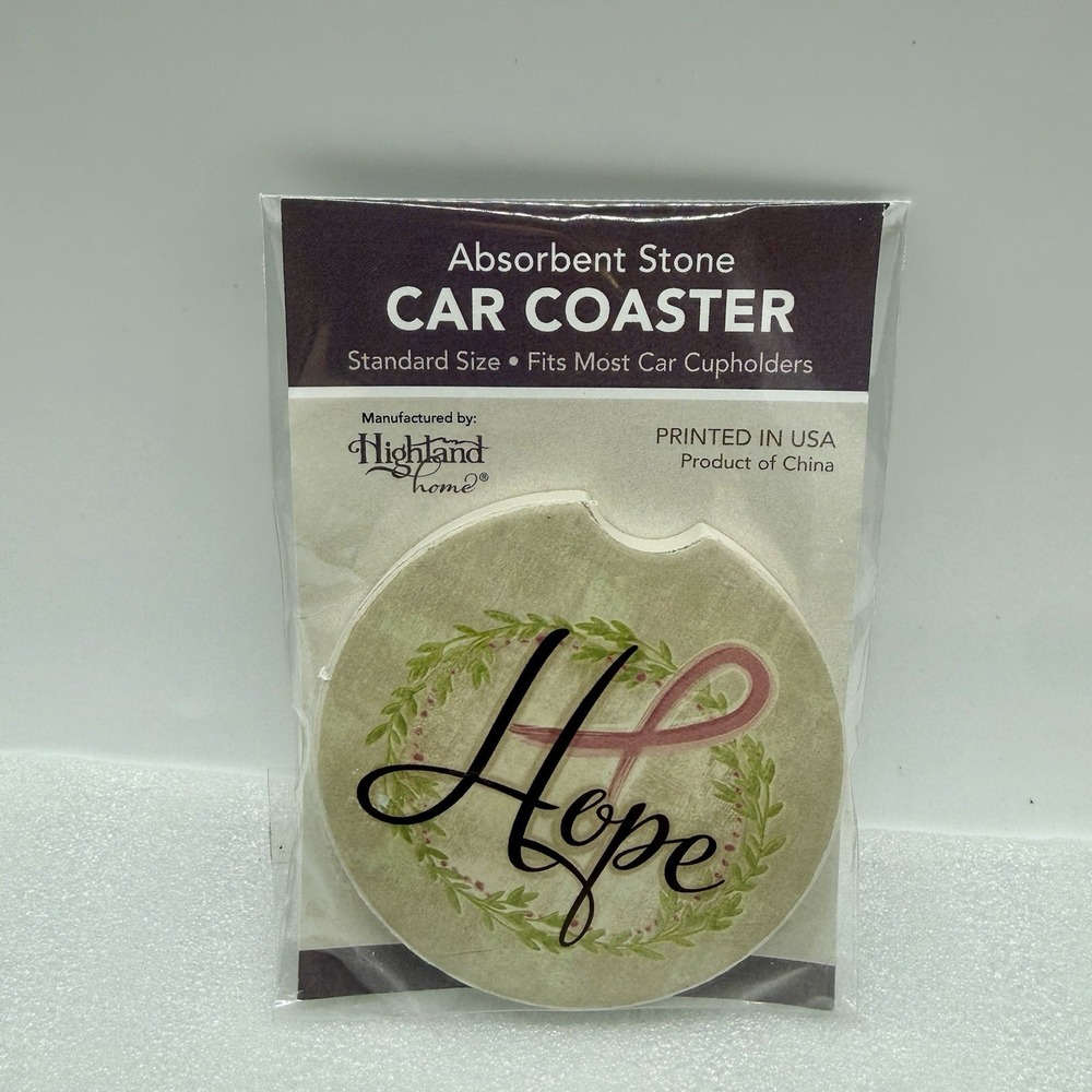 Highland Home Absorbent Stone Car Coaster Hope Pink‎ Ribbon